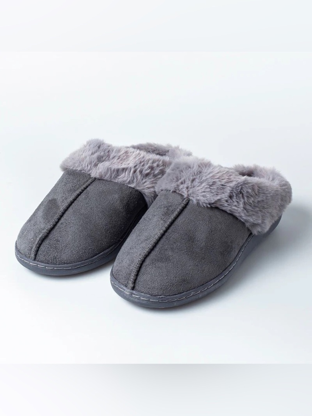 Cozy Faux Fur Lined Women's Slippers - Gray
